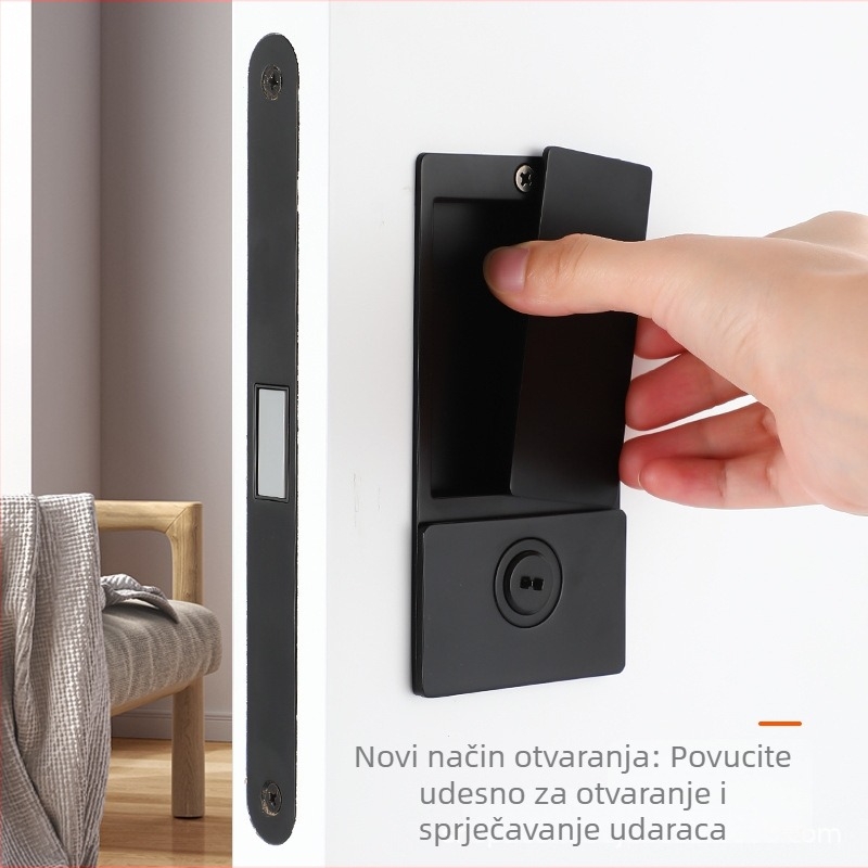 Unutarnja nevidljiva magnetska bezključna brava za unutarnja vrata, ugrađena minimalistička skrivena kvaka za prostorije