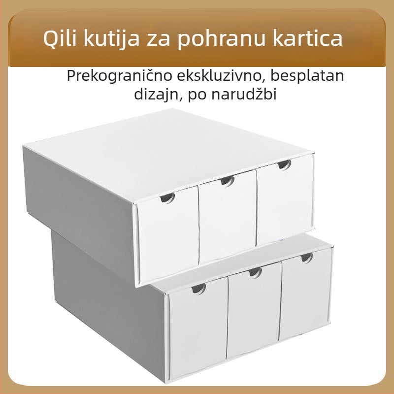 Kutija za kartice s ladicom za društvene igre, valoviti papir, sklopiva, 18 L kapaciteta, mala veličina