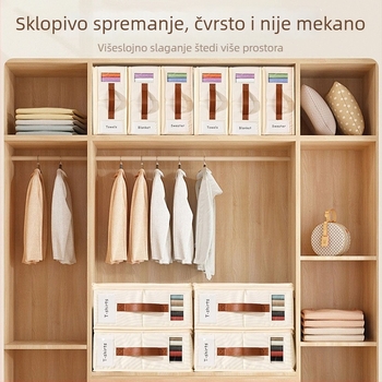 Sklopiva kutija za pohranu od tekstila s poklopcem, otporna na prašinu i prozirnim panelom za organizaciju ormara, dimenzije 38×32×11,5 cm, 5–10 l