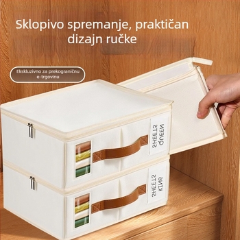 Sklopiva kutija za pohranu od tekstila s poklopcem, otporna na prašinu i prozirnim panelom za organizaciju ormara, dimenzije 38×32×11,5 cm, 5–10 l