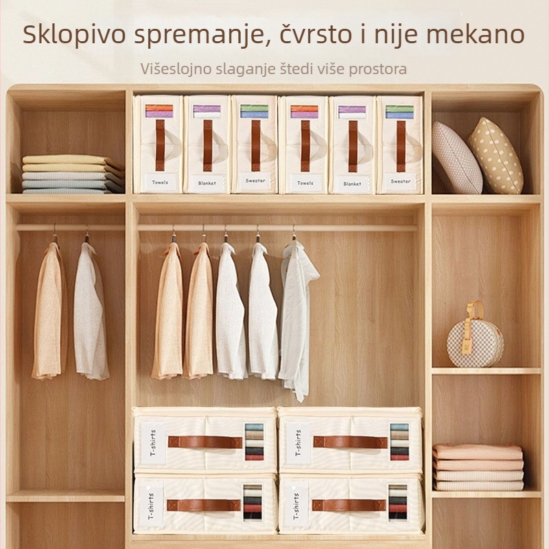 Sklopiva kutija za pohranu od tekstila s poklopcem, otporna na prašinu i prozirnim panelom za organizaciju ormara, dimenzije 38×32×11,5 cm, 5–10 l