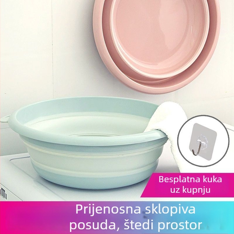 Sklopiva plastična umivaonica za studentske domove i kućnu upotrebu; praktična putna umivaonica za bebe; velika posuda za pranje lica, rublje i stopala.