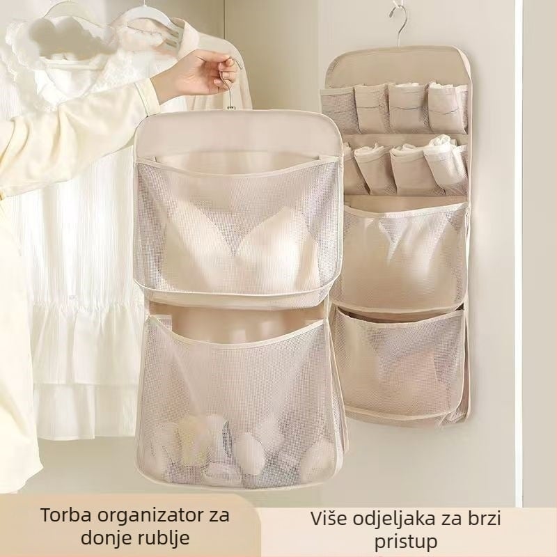 Mrežasta torba za pohranu donjeg rublja i čarapa, zidna montaža, bez bušenja