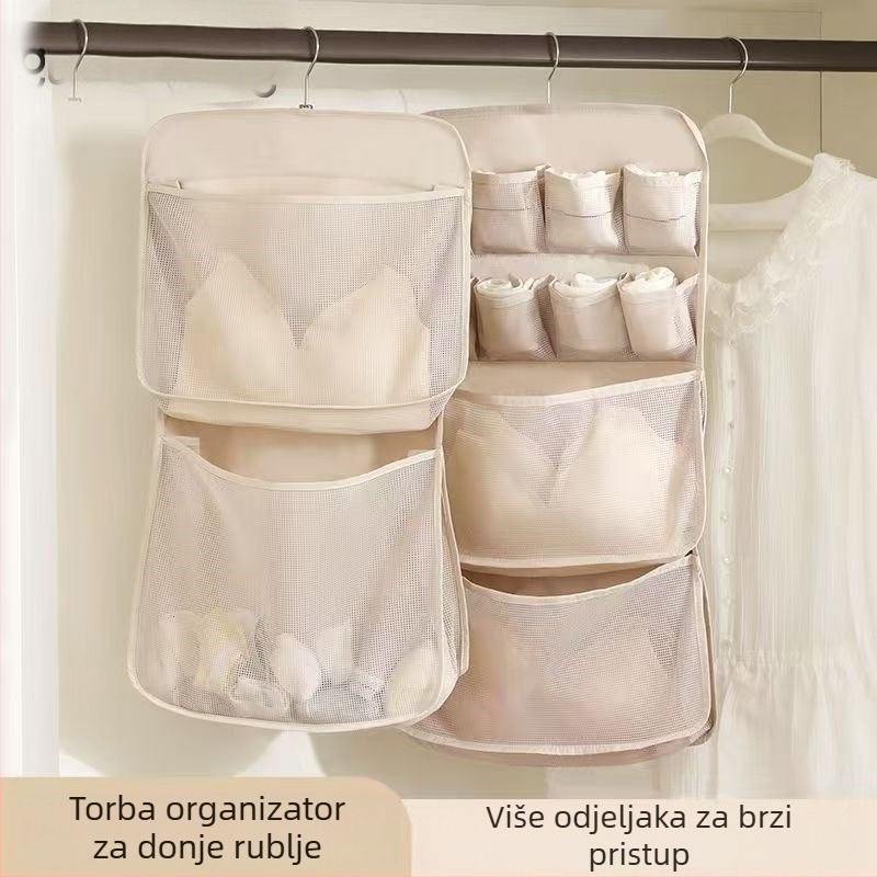Mrežasta torba za pohranu donjeg rublja i čarapa, zidna montaža, bez bušenja