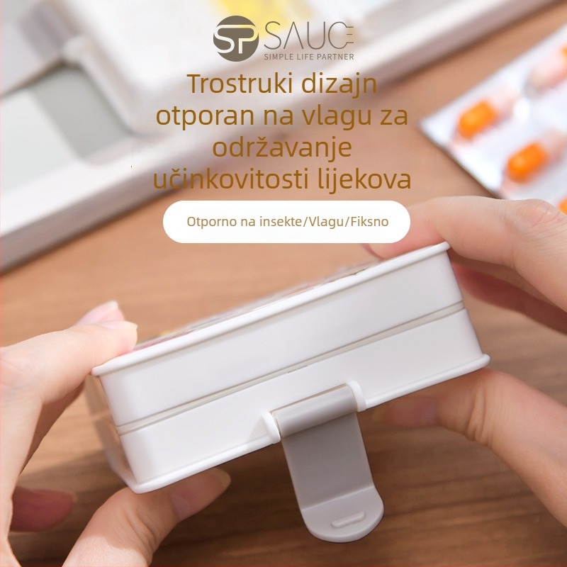 Prijenosna kutija za lijekove u stilu knjige, sedmodnevni organizator za tablete i kapsule