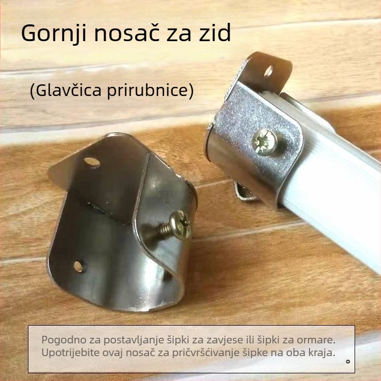 Gornji zidni držač zavjese, bočna baza za montažu, metalna flanša glava za garderobu ili rimski štap – univerzalni dodatak