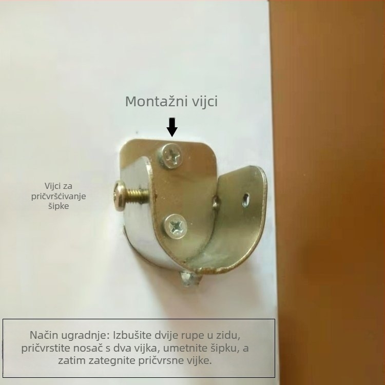 Gornji zidni držač zavjese, bočna baza za montažu, metalna flanša glava za garderobu ili rimski štap – univerzalni dodatak