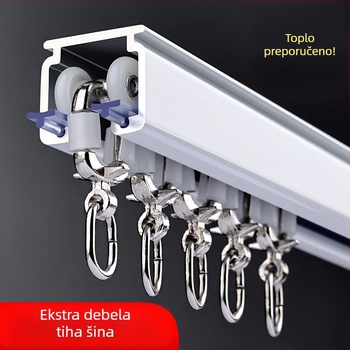 Šina za zavjese od ojačane aluminijske legure, jednostruka ili dvostruka šina, tiho klizno vodilo