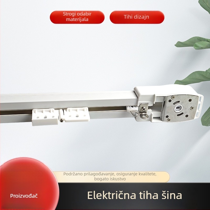 Tiha šina za električne zavjese s 82 završne kapice i kutijom prijenosa šine