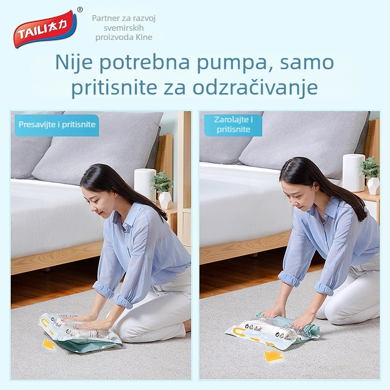 Prilagođena ručno rolana vakuumska vrećica, debeći pretinac za odjeću, putna kompresija, OEM