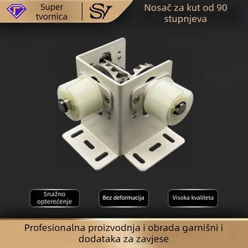 Električni zavjese dodaci: rolete s cijevi promjera 50 mm, kutni nosač od 90 stupnjeva, montažni nosač, moderni minimalistički stil
