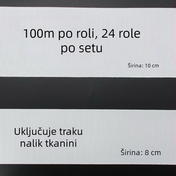 Bijele zavjese trake, širine 8-10 cm, perforirana tkanina s oblikovanjem pri visokoj temperaturi, koreanski plisani dizajn, duljina 100 m