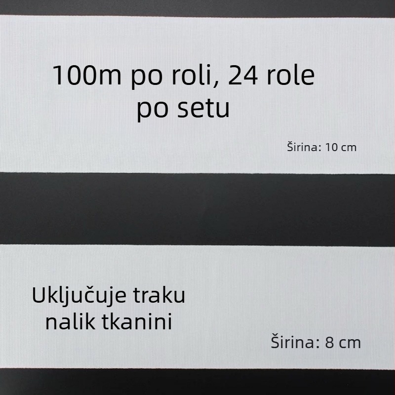 Bijele zavjese trake, širine 8-10 cm, perforirana tkanina s oblikovanjem pri visokoj temperaturi, koreanski plisani dizajn, duljina 100 m