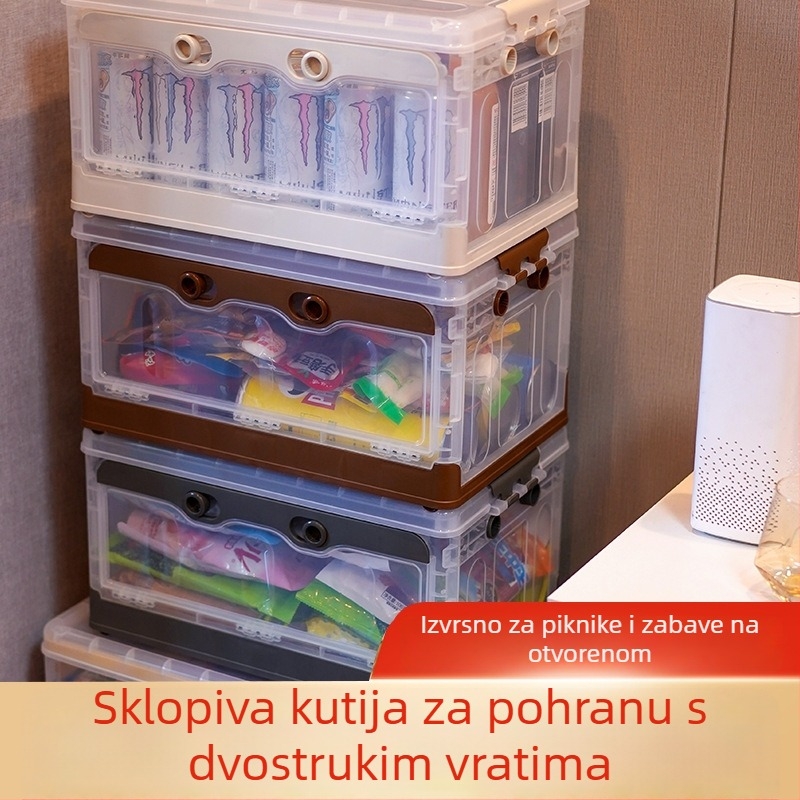 Sklopiva prozirna kutija za pohranu za kampiranje i dom – s prednjim otvaranjem, višestruki organizator