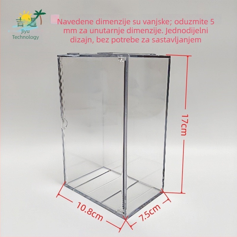 17 cm prozirna akrilna kutija za izlaganje s poklopcem za vinilne plišane lutke