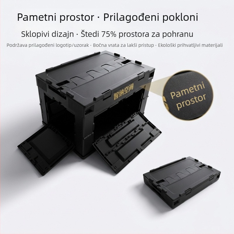 Sklopiva kutija za pohranu za kampiranje sa bočnim otvaranjem, prijenosna za automobil, mogućnost tiska logotipa