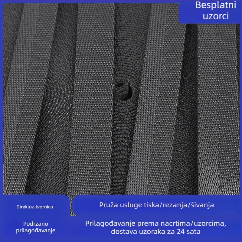 GRS-certificirana reciklirana poliesterska traka s uzorkom ribje kosti, za naramenicu torbe za skije, debela i otporna na habanje