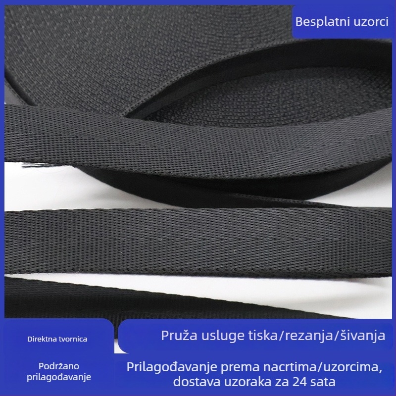 GRS-certificirana reciklirana poliesterska traka s uzorkom ribje kosti, za naramenicu torbe za skije, debela i otporna na habanje