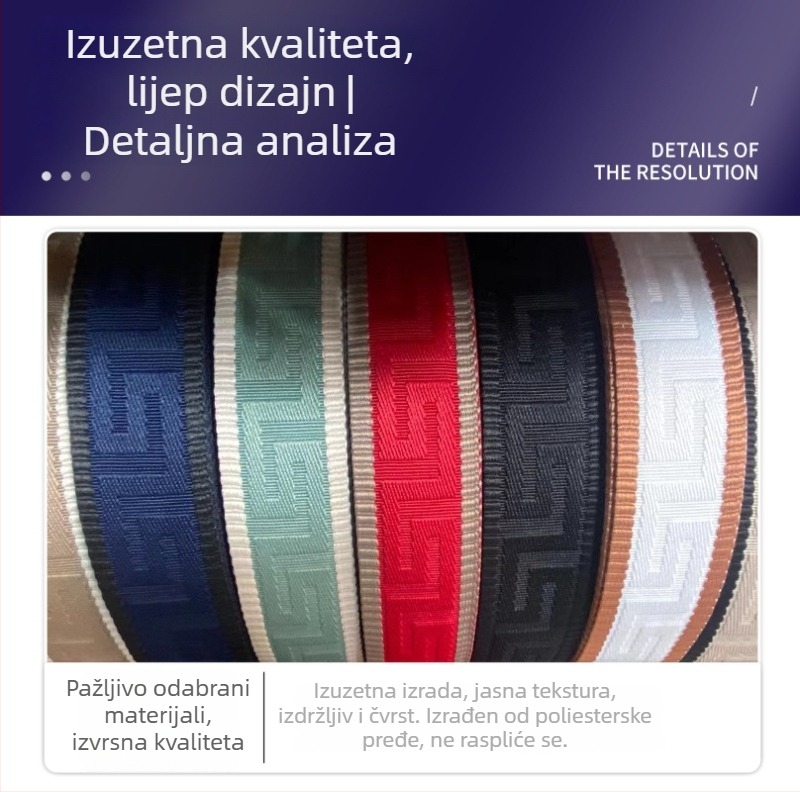 3,8 cm široka poliesterska žakard traka s jednostranim uzorkom lavirinta, za kaiše ramena i dodatke torbi