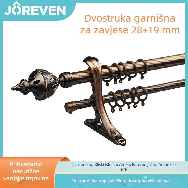 Teleskopska zavjesna šipka 28+19 mm, dvostruka šina za zavjese, dodaci za zavjese