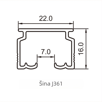 J360 Aluminijska šina za zavjese, fleksibilna mala kvadratna šina 22×16 mm za otvaranje i zatvaranje zavjesa, dodaci za vodilicu šine, štap za zavjese, tih rad