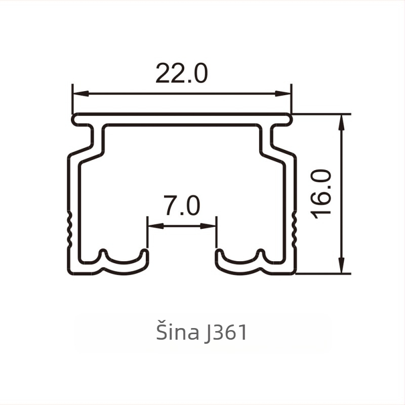 J360 Aluminijska šina za zavjese, fleksibilna mala kvadratna šina 22×16 mm za otvaranje i zatvaranje zavjesa, dodaci za vodilicu šine, štap za zavjese, tih rad