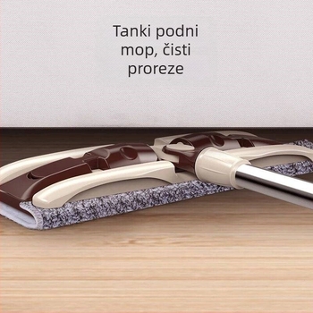 Ploški mop za kućanstvo s klipsom i Chenille apsorbirajućim jastučićem, bez pranja ruku, drška od nehrđajućeg čelika