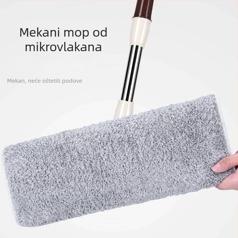 Ploški mop za kućanstvo s klipsom i Chenille apsorbirajućim jastučićem, bez pranja ruku, drška od nehrđajućeg čelika