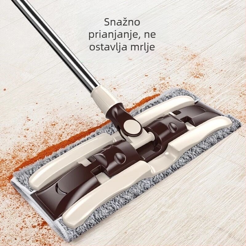 Ploški mop za kućanstvo s klipsom i Chenille apsorbirajućim jastučićem, bez pranja ruku, drška od nehrđajućeg čelika