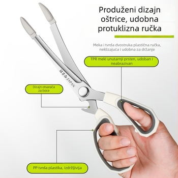 Korejski stil roštilja: višefunkcionalne kuhinjske škarice od nehrđajućeg čelika, tri u jedan škarice za roštilj, kućne škarice za steak i povrće
