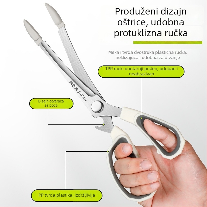 Korejski stil roštilja: višefunkcionalne kuhinjske škarice od nehrđajućeg čelika, tri u jedan škarice za roštilj, kućne škarice za steak i povrće