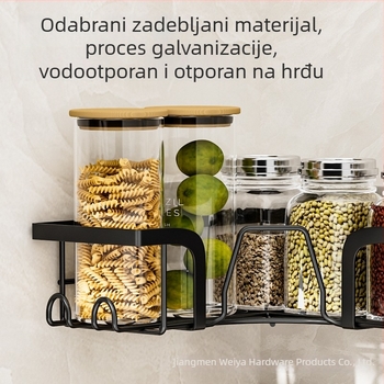 Zidni trokutasti rega za kuhinju – bez bušenja, viseća košarica i rega za začine