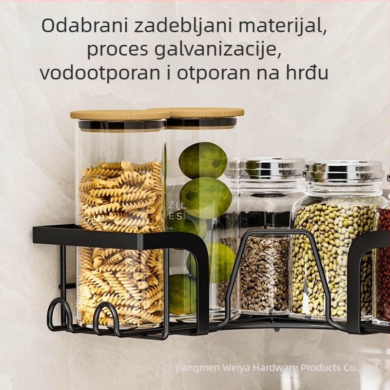 Zidni trokutasti rega za kuhinju – bez bušenja, viseća košarica i rega za začine