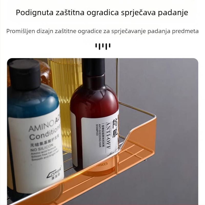 Nerđajući čelični dvostani stalak s podesivim policama, kuhinjska i kupaonska pohrana, zidni ili podni montaža, dimenzije 280x150x380 mm