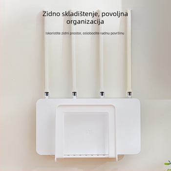 Minimalistički zidni organizator za ruter sa podignutim zaštitnim rubom, polica za set-top box i napajanje, višenamjenska kućna polica