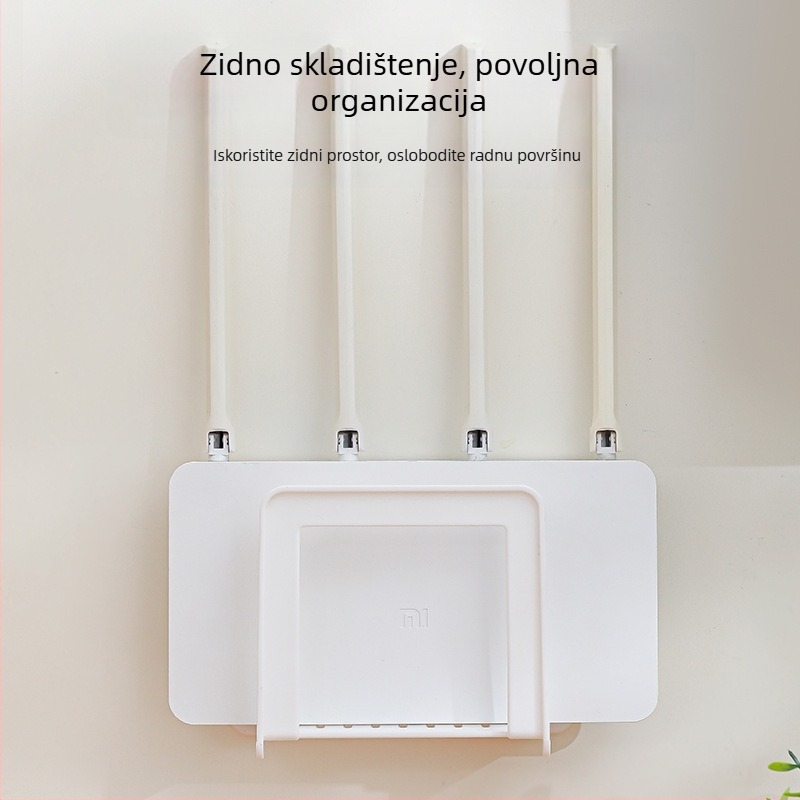 Minimalistički zidni organizator za ruter sa podignutim zaštitnim rubom, polica za set-top box i napajanje, višenamjenska kućna polica