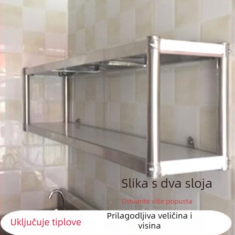 Zidni polic od nehrđajućeg čelika 201, dvostruki sloj, za kuhinju