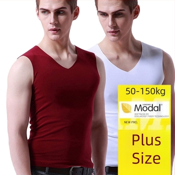 Plus-size Modal Tank Top za muškarce, bezšivni, široka ramena, V-izrez, prozračan