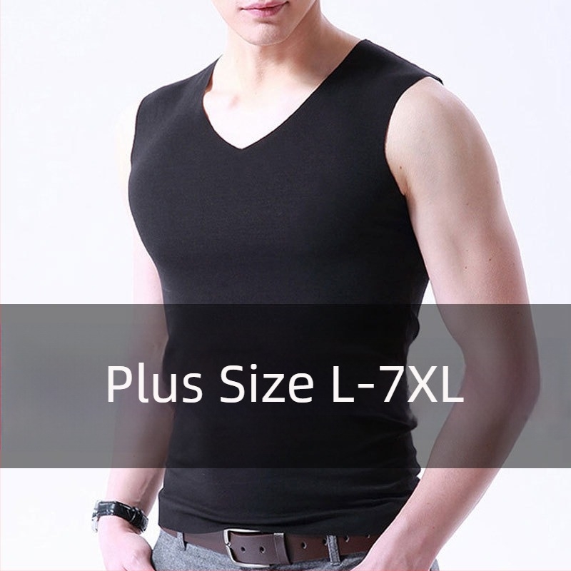 Plus-size Modal Tank Top za muškarce, bezšivni, široka ramena, V-izrez, prozračan
