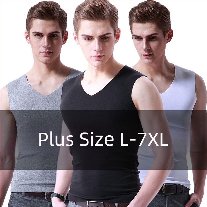 Plus-size Modal Tank Top za muškarce, bezšivni, široka ramena, V-izrez, prozračan