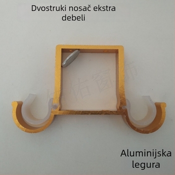 Gornji montirani dvostruki držač od aluminijske legure za zavjese (28 mm) – dodatak za rimski štap s dvjema kukama