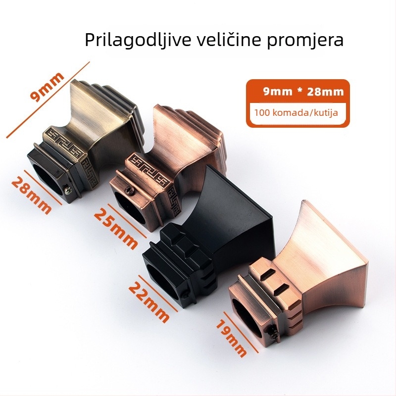 Dekorativna glava za zavjesnu šipku, rimski stil, brončana patina, od aluminijske legure i kovanog željeza, set od 22 dijela