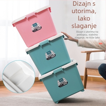 Camellia Velika plastična kutija za pohranu s poklopcem za odjeću i igračke, 80 L