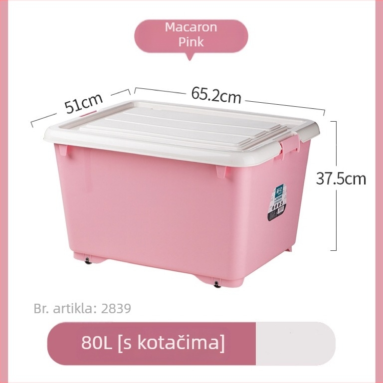 Camellia Velika plastična kutija za pohranu s poklopcem za odjeću i igračke, 80 L