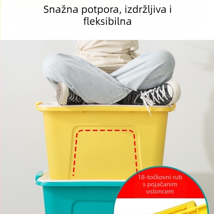 Camellia 68L Velika plastična kutija za skladištenje s poklopcem za odjeću, pokrivače i igračke – ojačani kućni organizator