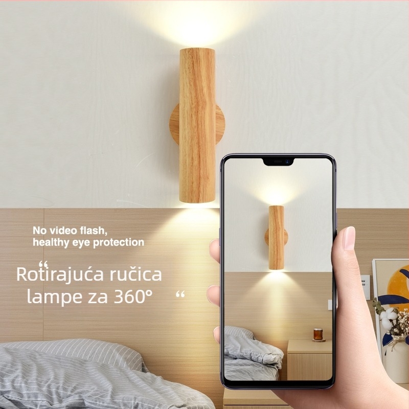 Jednostavna moderna zidna svjetiljka od masivnog drveta, novi kineski stil, za spavaću sobu, hodnik i dnevni boravak – usmjerena zidna svjetiljka