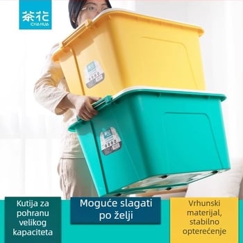 Camellia plastična kutija za skladištenje s poklopcem i kotačićima, velika kapaciteta, za dom, za odjeću i deke, 68L