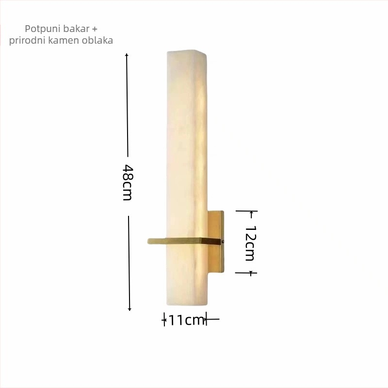 Stenska lampa minimalističkog kineskog stila, cijeli bakar, s mermernim premazom, za vilni dnevni boravak, ured, hotelsku spavaću sobu i noćnu lampu