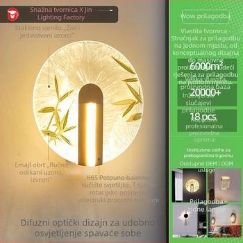 Zidna svjetiljka od cijelog bakra, emajlirano staklo, LED, u novom kineskom stilu, za dnevni boravak, spavaću sobu, stubište i hodnik