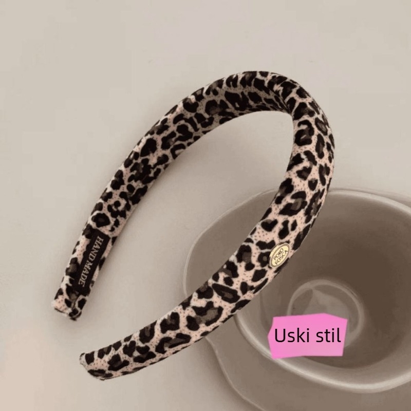 Shibuya stil: leopard uzorak, zlatna oznaka za kosu, ženski visoki ukosnica, retro putni dodatak za kosu